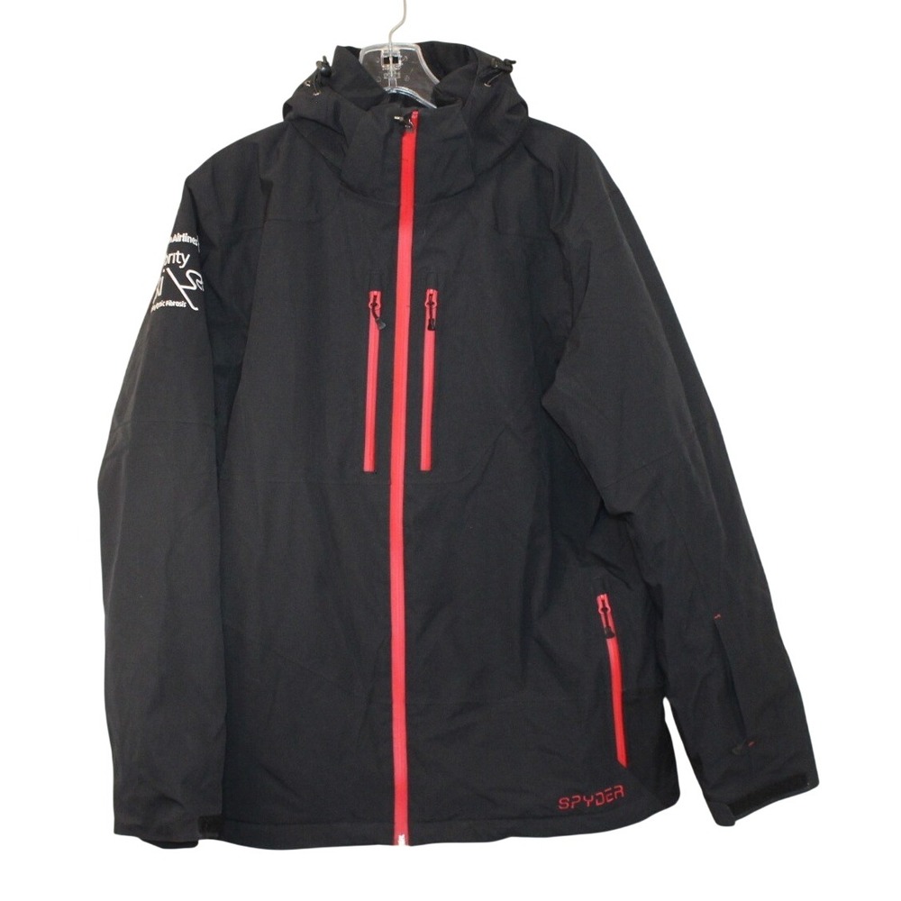 Spyder ski jacket Large black red American Airlines Celebrity Ski thinsulate